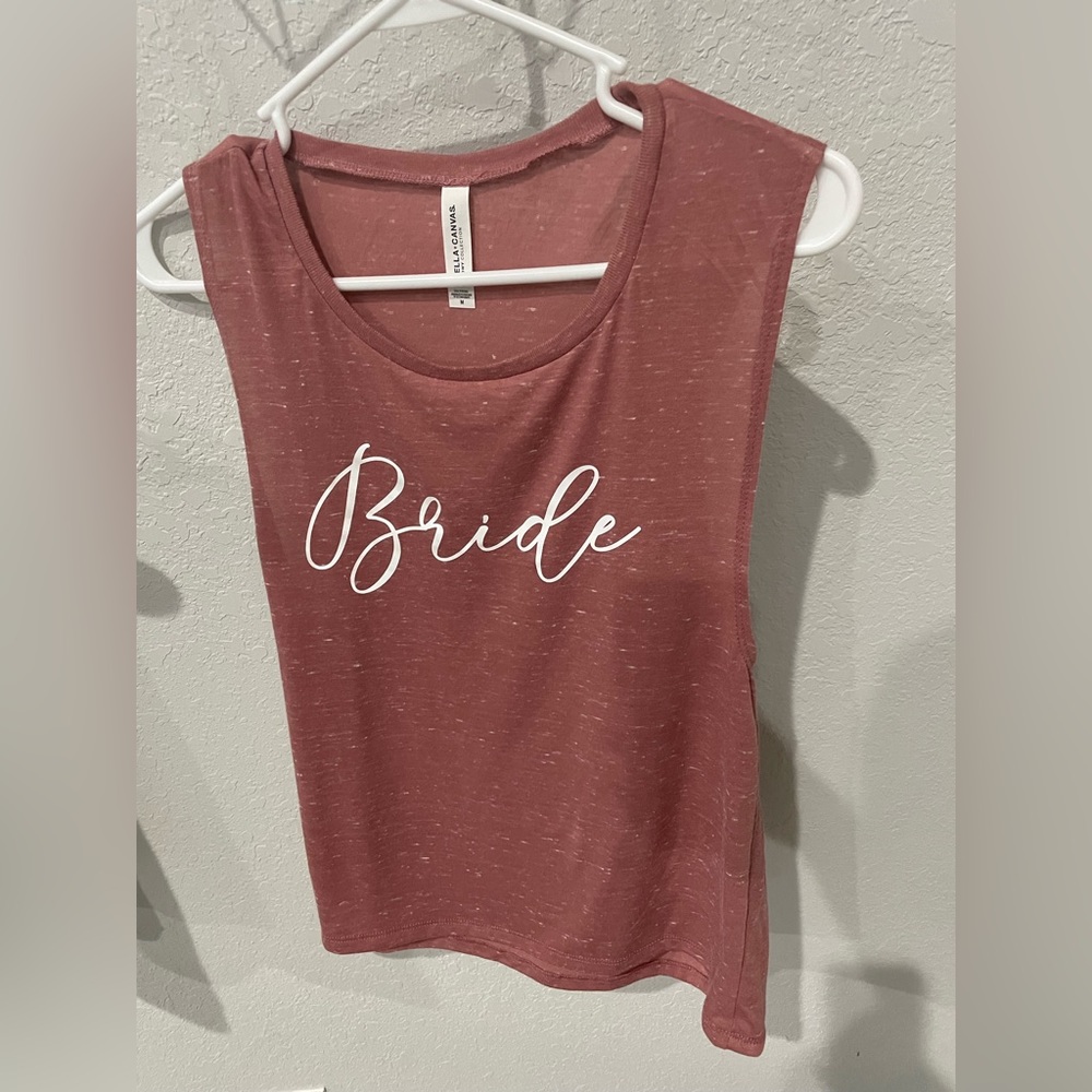 Blush pink colored bride tank
